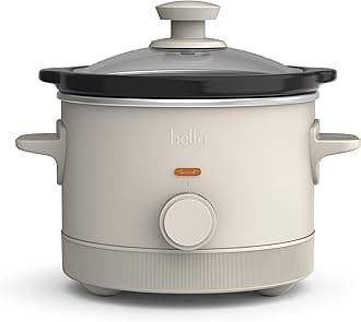 BELLA1.5-quart slow cooker with 3 manual heat controls, EverGood™ ceramic nonstick coating, dishwasher safe and tempered glass lid, cord wrap