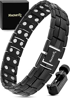MagnetRX® Ultra Strength Magnetic Bracelet - Effective Stainless Steel Magnetic Bracelets for Men - Adjustable Bracelet Length with Sizing Tool for Perfect Fit (Black)