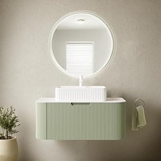 36" Floating Bathroom Vanity with Sink, Wall Mounted Bathroom Vanities with Ultra- Ceramic Sink and Marble Top, Large Drawer for Ample Storage Space and No Assembly Required, Green