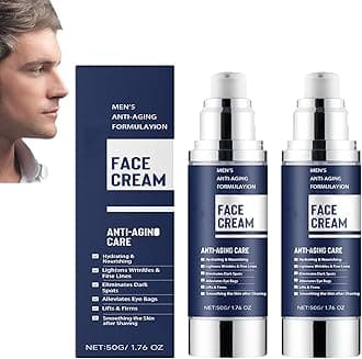 6 in 1 Men’s Anti-Aging Facing Moisturizer - Hydrating Cream for Darker Circles, Darker Spots, and Eye Bags Nourishing After Shave Lotion for Smoother, Firmer Skin (2pcs)