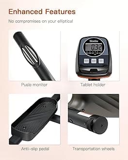 Niceday Elliptical Exercise Machine, Elliptical Machine for Home, Magnetic Elliptical Trainer with 15.5IN-19IN Stride, 16 Resistance Levels, 400LBS Loading Capacity, Support Kinomap APP