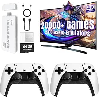 Retro Game Stick, Retro Gaming Console with 20000+ Classic Video Games, 23 Emulators, 64G Storage, 4K HDMI Output and 2.4GHz Wireless Controller, Plug and Play Video Games for TV, Gifts for All Age