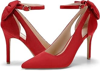 PiePieBuy Women's Pointed Toe High Heels Ankle Strap D'Orsay Pumps Shoes Bow Wedding Bowtie Back Dress Sandals