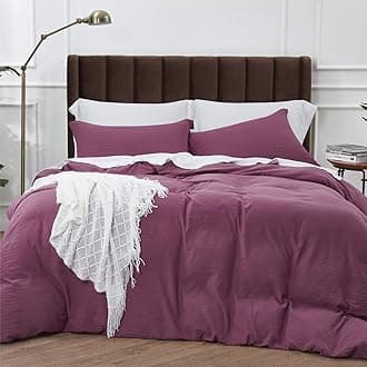 Bedsure Purple Eggplant Duvet Covers Queen Size - Washed Cotton Like Soft Queen Duvet Cover Set 3 Pieces with Zipper Closure, 1 Duvet Cover 90x90 inches and 2 Pillow Shams