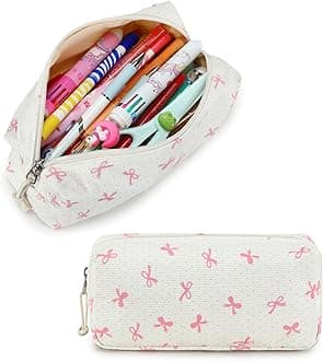 LEDAOU Cute Pencil Case for Kids Girls Boys Pencil Pouch kawaii Pen Pencil Box Bag Holder for School Students (Pink Bow)