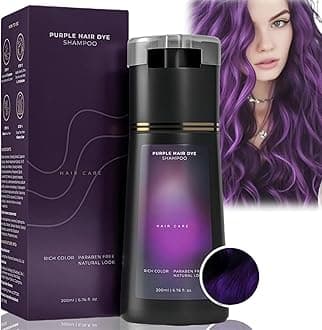 Purple Hair Dye, Color Shampoo, Temporary & Semi-Permanent, 200 ml (Pack of 1), Natural, Conditioning, Suitable for All Hair Types, Purple Color