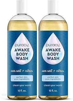 Body Wash, Natural Body Wash, 98.6% Pure Plant Ingredients, Moisturizing Shower Gel for Women Men Kids, Body Soap for Dry Sensitive Skin. Gently Scented with Citrus & Sea Salt, 12 Oz (2-Pack)