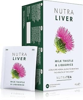 Nutra Tea NUTRALIVER - Liver Support Tea | Liver Detox Tea - Helping to Support Liver Health with Milk Thistle, Turmeric & Liquorice - 20 Individually Wrapped Bags - Herbal Teas (1 Pack)