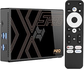 KinhankX5 PRO 8K Hard Drive Media Player,2025 Android TV Box,Android TV 12.0 OS,8GB RAM+64GB ROM,8K Ultra HD,WI-FI 6,BT 5.0,SATA USB 3.1,HDMI 2.1,AV1,Voice Remote,Dual Screen Display,RK3588S Chip