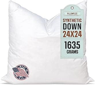 Pillowflex Synthetic Down Pillow Inserts For Shams Aka Faux/Alternative 60cm x 60cm (24 Inch By 24 Inch)