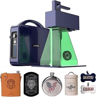 GWEIKE G2 Pro 30W Fiber Laser Engraver, 15000mm/s Fast Laser Engraver Machine with 3D & Deep Engraving, 150x150mm Working Area, Portable Laser Marking Machine for Jewelry, Metal, Leather, Dog Tags