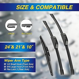 5 PLUS® Silicone Windshield Wipers Replacement for Mitsubishi Outlander Sport 2011-2023, RVR 2011-2017, ASX 2013-2015 Wiper Blades(Set of 3), Windshield Wiper Blades For My Car-24"/21"/10"