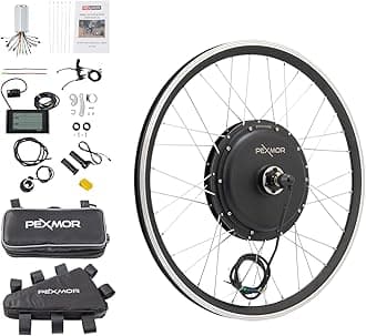 PEXMOR Electric Bike Conversion Kit, 48V 1200W 26" Front/Rear Wheel E-Bike Conversion Kit with 3 Mode Controller, PAS, LCD Display, Twist Throttle