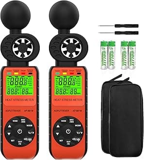 Anemometer Handheld & Heat Stress WBGT Meter, AP-881W 3in1 Anemometer with Wind Speed/Humidity/WBGT Alarm and Temperature (℃/℉) for HVAC Vents, Boat Sailing（2pcs））