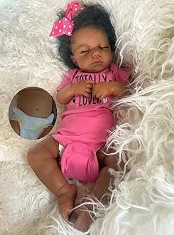 Zero Pam Black Reborn Baby Dolls Silicone Full Body-20 in Realistic Baby Doll, African American Baby Girl,Full Silicone Baby Doll, Black Reborn Dolls with Accessories