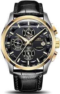 Swiss Brands Men's Automatic Self-Wind Watch Stainless Steel with Brown Genuine Leather Band