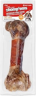 Chomp'ems Serrano Ham Bone Wrapped with Prosciutto, 1 Pack - Healthy, Protein Rich Treats for Dogs - Long Lasting Dog Chews