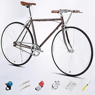 700C Racing Bike for Men Women, High Carbon Steel Frame, Single Speed Bike, Height Adjustable, Lightweight Road Bike, Adult Commuter Bicycle with V-Brake