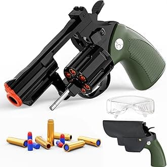 - monochildoing Toy Gun Foam Blaster Soft Bullet Toy Revolver, 40 Soft Bullets, Revolver Foam Bullets Blasters Toy Gun,Educational Toy Model for Boys and Girls Aged 6 7 8 9 10+ (Green)