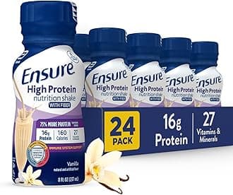 Ensure High Protein Bottled Vanilla Nutrition Shake with Fiber, Ready to Drink, 16g Protein and 27 Vitamins and Minerals, 8 fl oz, 24 Pack