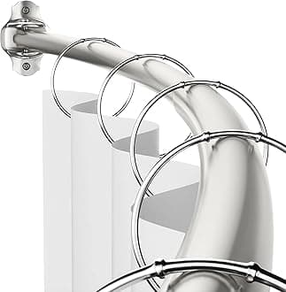 Curved Shower Curtain Rod, Adjustable 48-85 inches Extra Wide Curved Shower Rods for Bathroom, Rust proof Shower Rod, Stainless Steel Curved Curtain Rod for Shower, Bathtub, Brushed Nickel