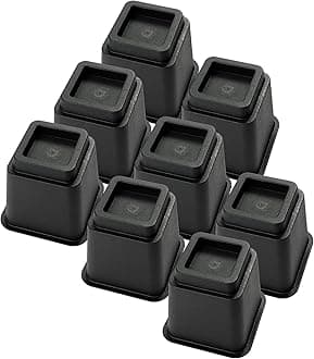 Bed Risers 5 Inch, Heavy Duty Square Furniture Frame Lift for Couch, Chair, Desk, Sofa and Bunk Bedpost, Set of 8