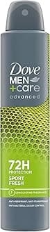 Dove Men+Care Advanced Sport Fresh Anti-Perspirant Aerosol Deodorant Spray with Triple Action technology & ¼ moisturising cream for 72 hour sweat and odour protection 200 ml