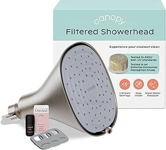 Canopy Filtered Shower Head - High Pressure Shower Head Filter for Hard Water - Shower Filter To Remove Impurities for Healthier Scalp, Skin & Hair - Support Hair Growth & Minimize Breakage - Nickel