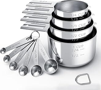 TILUCK Stainless Steel Measuring Cups & Spoons Set, Cups and Spoons,Kitchen Gadgets for Cooking & Baking (4+6)
