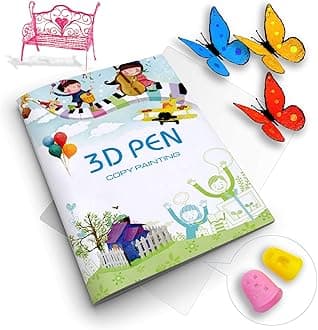 3D Printing Drawing Book, Reusable Colorful 40 Patterns Thick Paper Template with a Clear Plate, Painting Graffiti Template for 3D Pen DIY Gift