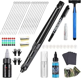 STIGMAHand Poke and Stick Tattoo Kit, Stick and Poke Pen kit Aluminum Alloy Hand Poke Pen with 20 Pcs Tattoo Needles, DIY Tattoo Supply for Tattoo Lover GK801TN01-1, 1.0 count