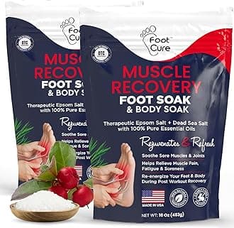 FOOT CURE Muscle Care Foot Soak with Epsom Salts – Refreshing Blend for Relaxation & Foot Care – Helps Soften Skin – Soothes Tired Feet, Invigorating Scent, Spa Pedicure – 16 oz (Pack of 2)
