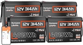 12V 314Ah LiFePO4 Lithium Battery Max. 4019Wh Energy, 15000+ Deep Cycles,200A BMS with Bluetooth, Lithium Iron Phosphate Rechargeable Battery Great for RV, Marine and Off Grid 4 Pack