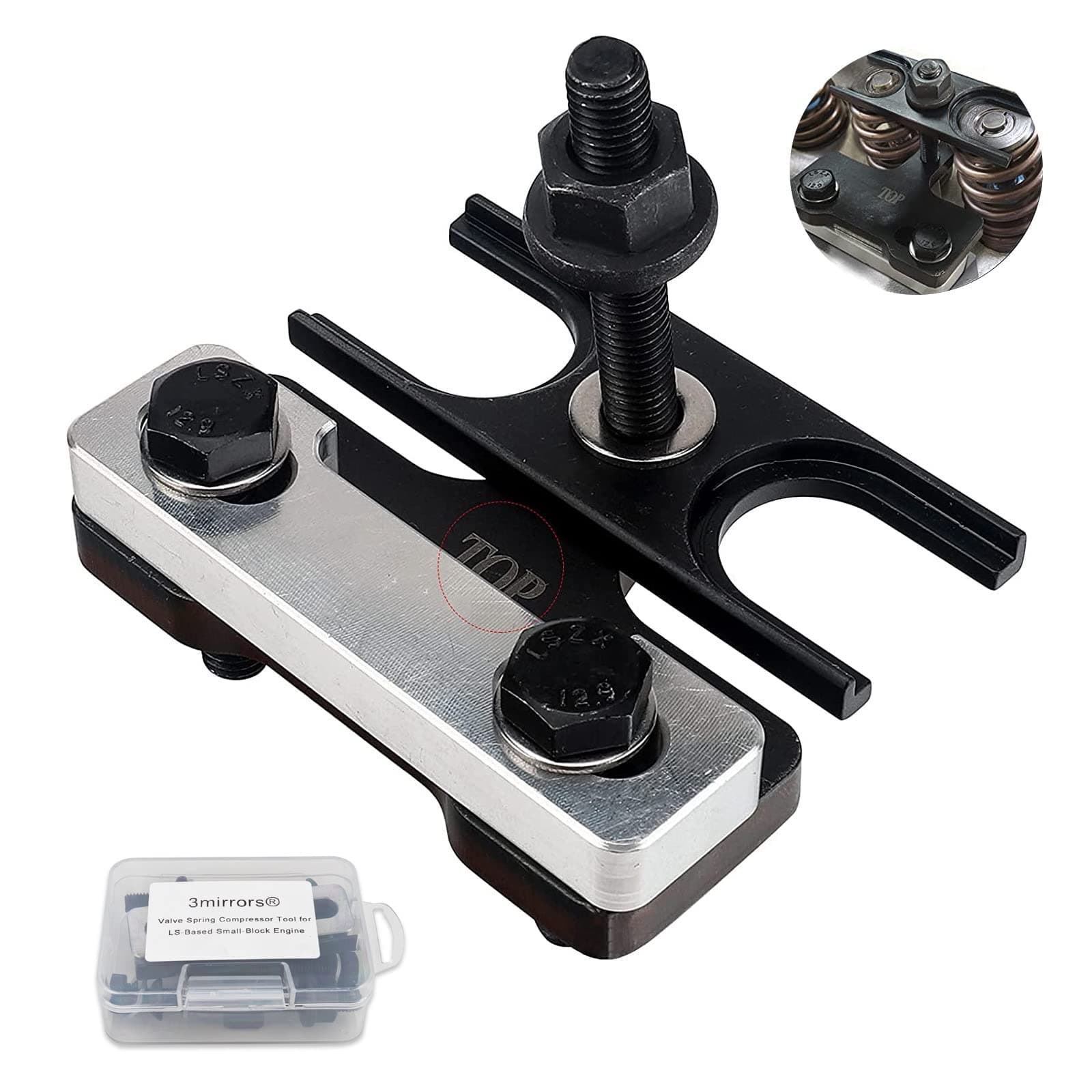 Upgrade 67605 Valve Spring Compressor Tool Higher Nut Compatible with 4.8 5.3 5.7 6.0 6.2 LS1 LS2 LS3 LS6 Chevy LSX Camaro, Corvette, Trans am, GTO, G8, CTS V, GM Trucks, w/T Mark& Storage Box