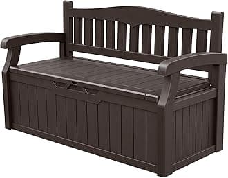 Devoko 80 Gallon Storage Bench Deck Box Lockable for Patio Furniture, Garden Decor and Outdoor Seating for Cushions, Garden Tools and Pool Supplies. (Brown)