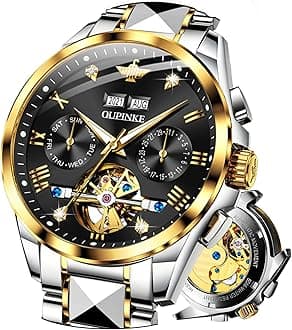 OLEVS Men's Casual Fashion Waterproof Gold Stainless Steel Band Quartz Gold Watches Gifts for Men