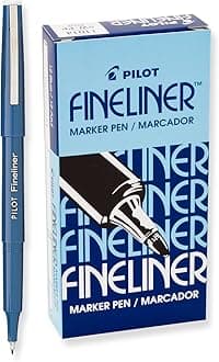 Fineliner Marker Pens, Fine Point, Blue Ink, 12-Pack (11014)
