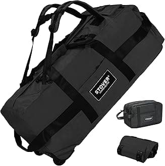 Travel Duffel Bag with Wheels Large Foldable Duffel Bag with Shoulder Straps Unisex Black 80L