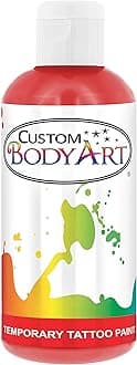 Custom Body Art Red Airbrush Body Paint 8oz - Alcohol-Based, Waterproof, Body Paint for Adults, Cosplay, Temporary Tattoos