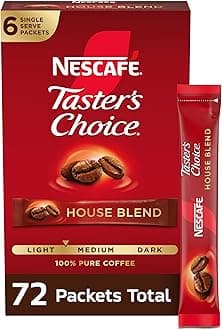 NESCAFE Taster's Choice, House Blend Light Medium Roast Instant Coffee, 12 boxes (72 packets)