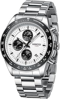 NIBOSI Mens Watches Analog Chronograph Watch with Calendar Waterproof Leather Band Men's Wrist Watches Vintage Classic Dainty Dress Designer Quartz Watches for Men