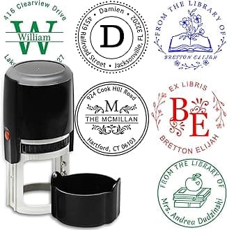 Custom Round Stamp Personalized Address Library Book Stamps Customized Self-Inking Rubber Stamp with Name Text Logo Create Your Own Stamp