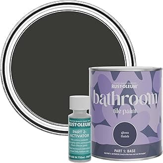 Rust-Oleum Black Water-Resistant Bathroom Tile Paint in Gloss Finish - Dark Magic 750ml