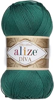 Alize Diva Silk Effect 100% Microfiber Acrylic Yarn 1 Ball skeins 100gr 383yds Color (453 - North Sea)