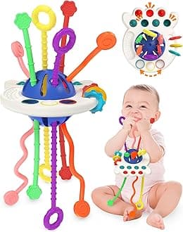 Yetonamr Baby Sensory Montessori Toys for 6-12-18 Months, Pull String Developmental Toys, Toddler Birthday Gift Travel Toy for 1 2 Year Old Boy Girl Infant 8 9 10 Months Old
