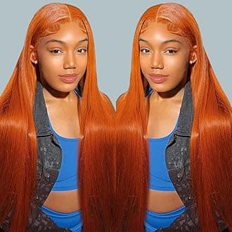 5x5 Ginger Lace Closure Wigs Human Hair 5x5 HD Straight Ginger Wig Human Hair Pre Plucked with Baby Hair 180 Density Glueless Wig 350 Colored Ginger Orange Wig Human Hair for Women 20inch
