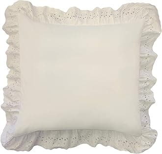 FRESH IDEAS Bedding Eyelet Ruffled Pillow Sham Euro, Ivory