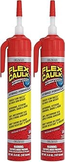 Flex Caulk, Waterproof & Weatherproof Hybrid Polymer Sealant, Strong, Paintable, Indoor, Outdoor, Bath, Shower, Sink, Window, Baseboards, Door, RV, Roof, Wood, Auto & Marine, Clear, 6.6 oz, 2-Pack