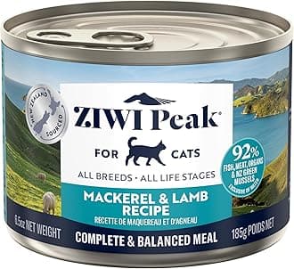 – Peak Grain Free Cat Food Tins - All Natural High Protein Pate - New Zealand Mackerel & Lamb Recipe - 12 x 185g Multipack