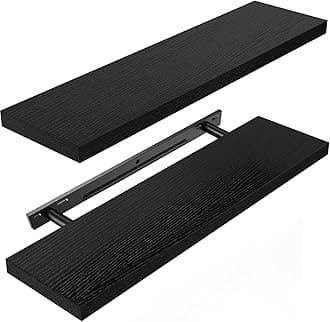 STOREMIC Floating Shelves Black Shelves 60cm, Set of 2 Shelves Easy to Install, Modern Decorative Wall Shelves with Large Storage for Bedroom, Bathroom, Home Office, Living Room